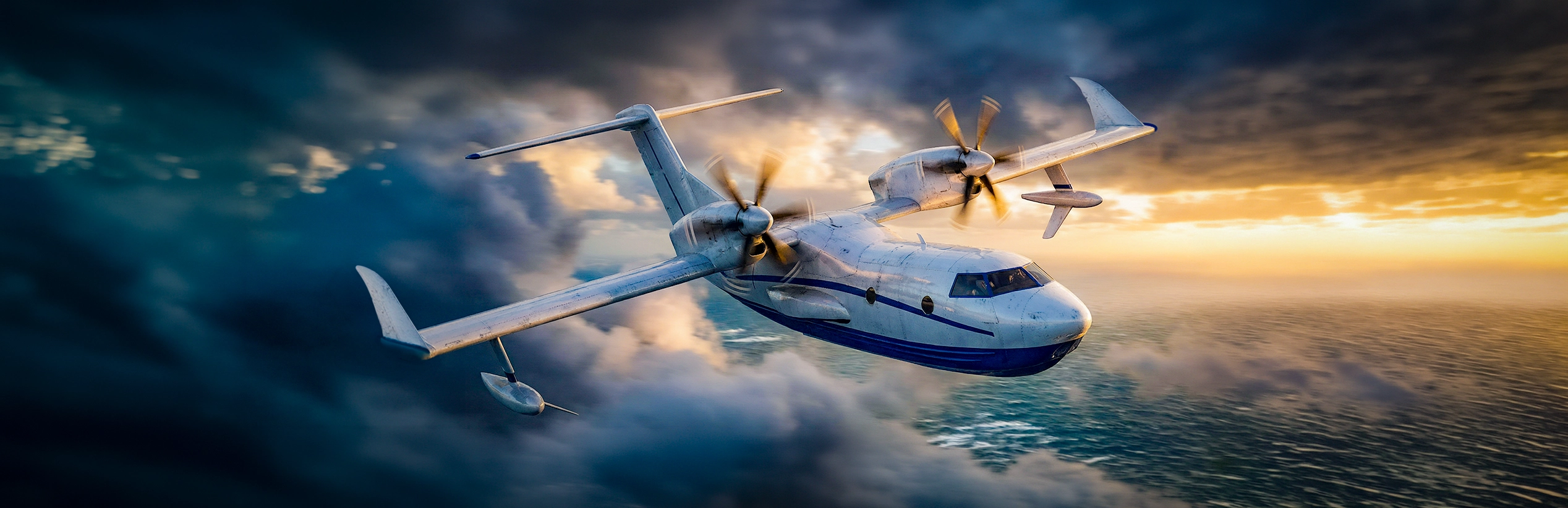 WF-X amphibious aircraft in flight