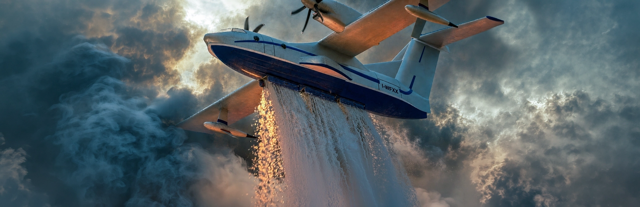 WF-X aircraft over wildfire